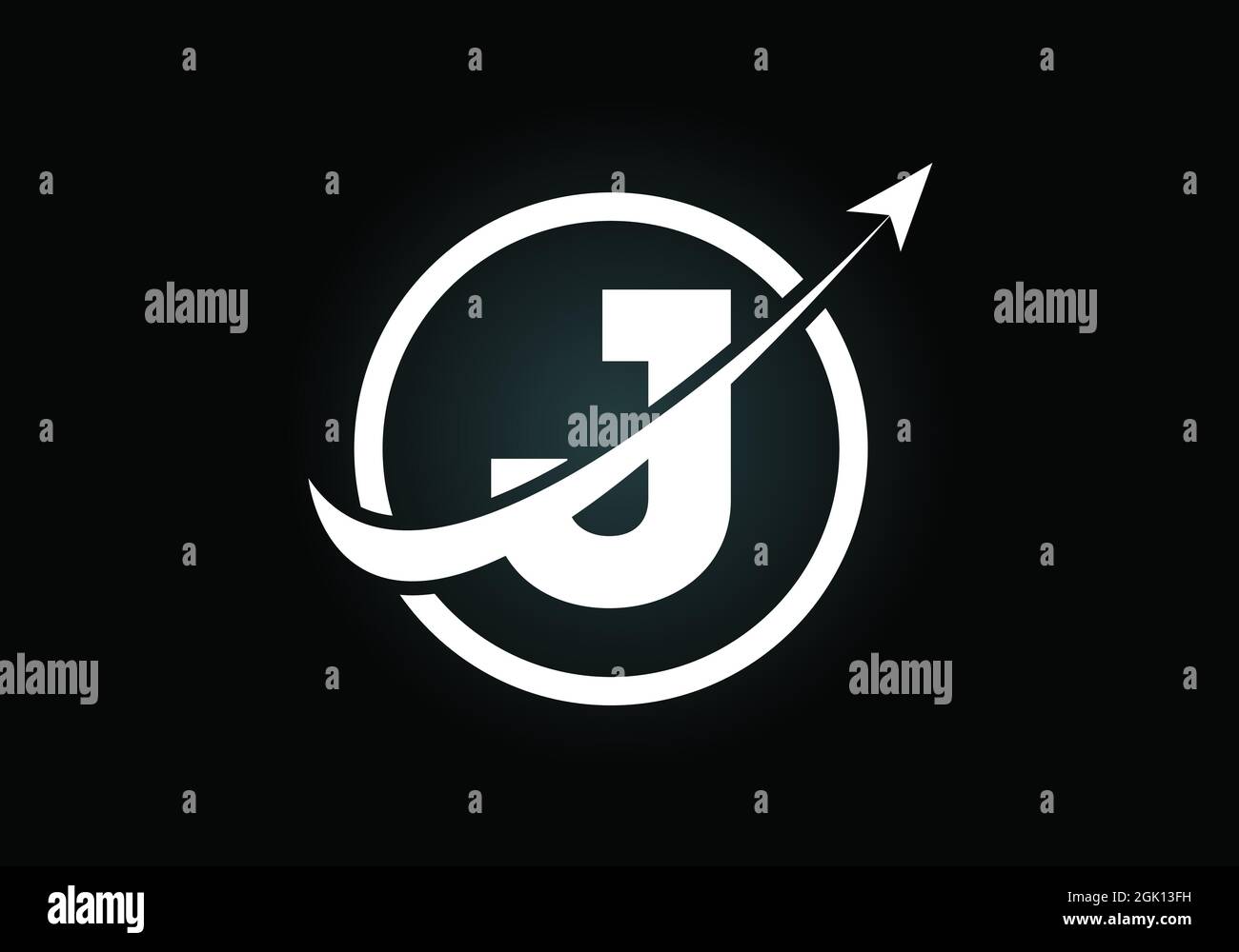 Le symbole de l'alphabet du monogramme J initial est incorporé à la flèche. Concept de logo financier ou de réussite. Emblème de police. Logo pour le secteur de la comptabilité Illustration de Vecteur