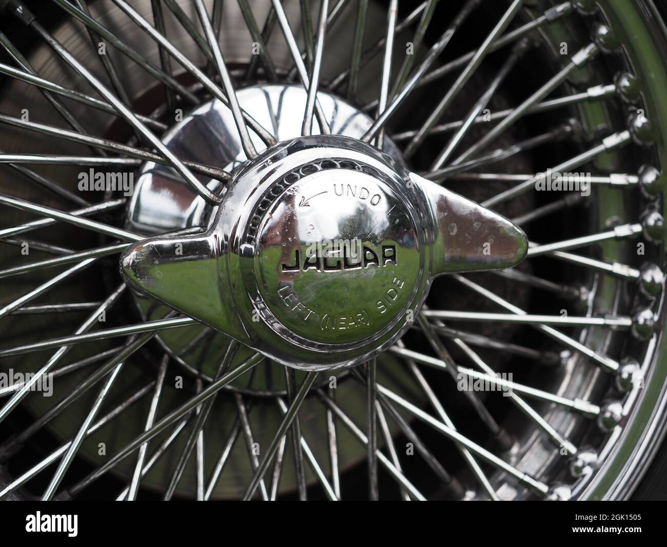 Gros plan d'une Jaguar XK 120 1000 Miglia Banque D'Images