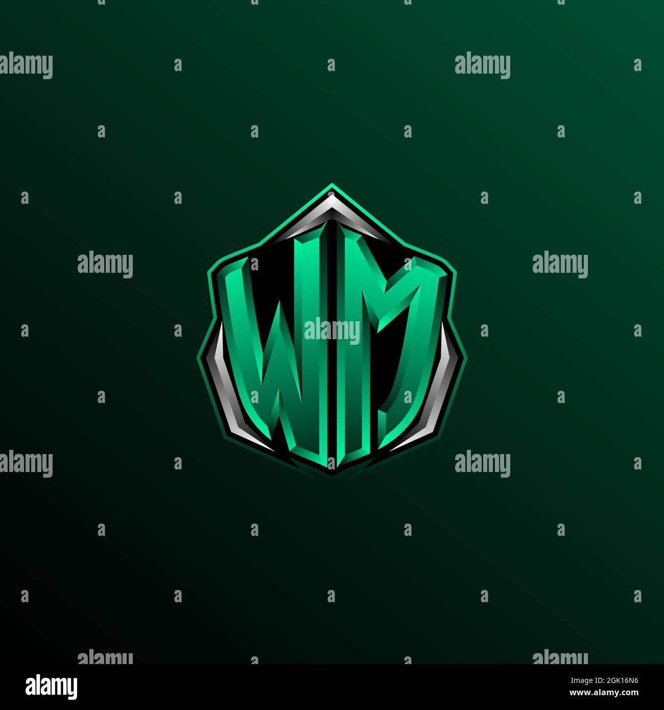 Logo WM initial, logo WM initial avec style Shield, logo pour jeux, esport, communauté ou entreprise. Illustration de Vecteur