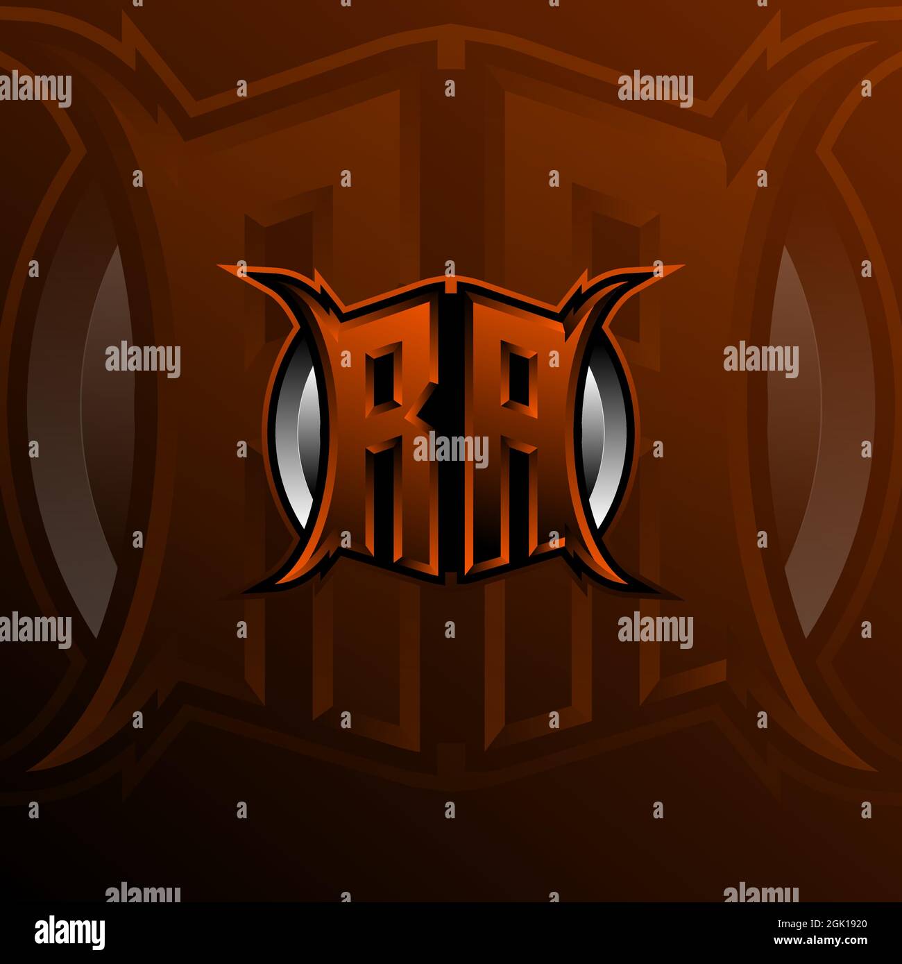 Logo RA lettre Design en couleur orange, logo pour jeu, esport, jeux initiaux, communauté ou entreprise. Illustration de Vecteur