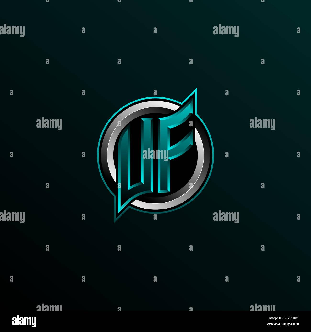 Logo UF initial, logo VF initial avec style cercle, logo pour le jeu, esport, communauté ou entreprise. Illustration de Vecteur