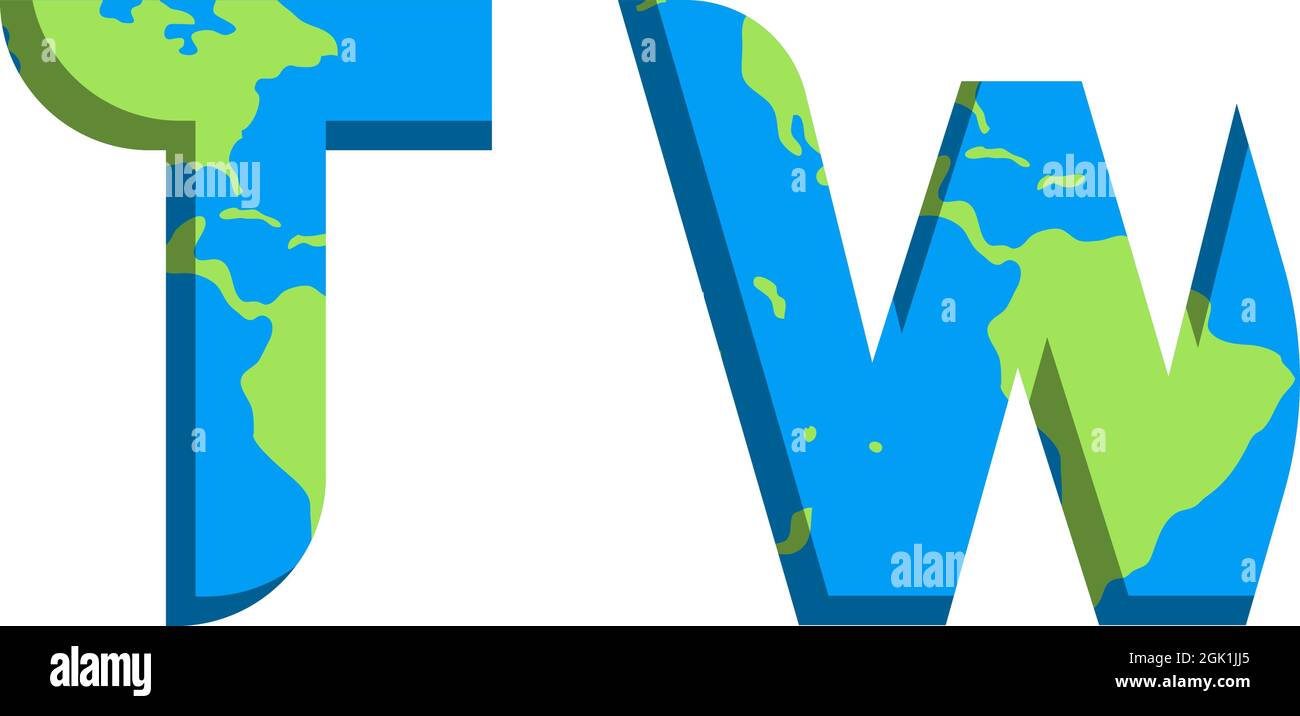 Logo TW initial avec style World Map, logo de l'entreprise. Illustration de Vecteur