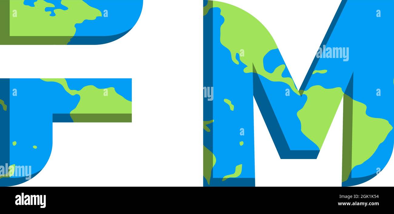 Conception initiale du logo FM avec style World Map, marque de l'entreprise logo. Illustration de Vecteur