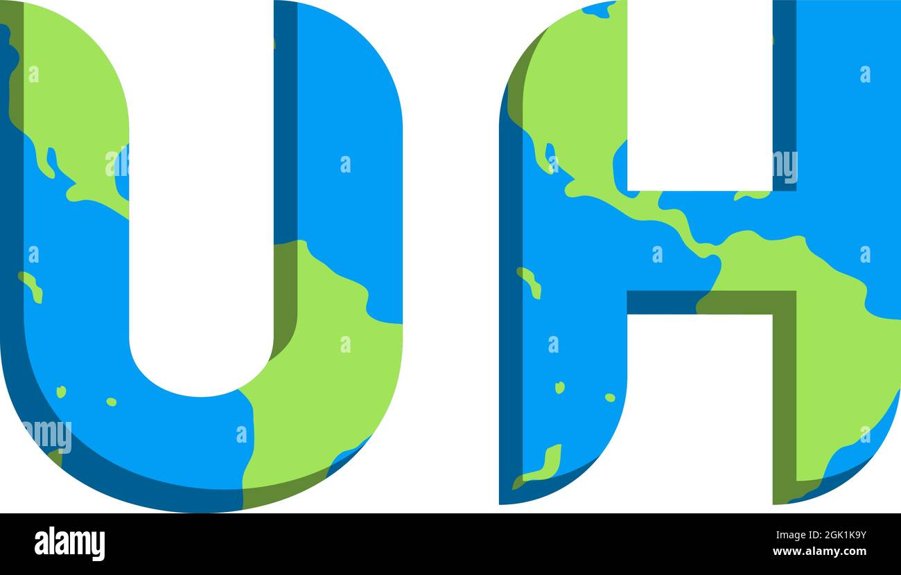 Design initial DU logo UH avec style World Map, marque de l'entreprise logo. Illustration de Vecteur