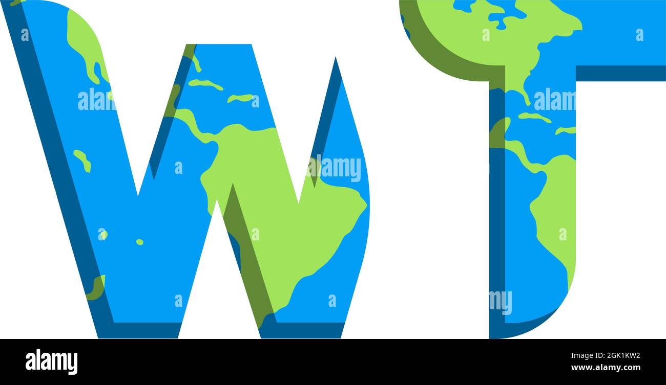 Conception initiale du logo WT avec style World Map, marque de l'entreprise logo. Illustration de Vecteur