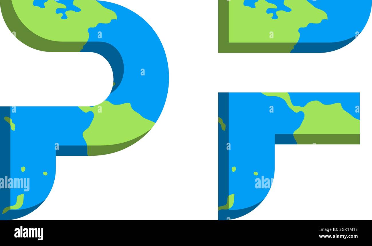 Conception initiale du logo PF avec style World Map, marque de l'entreprise logo. Illustration de Vecteur