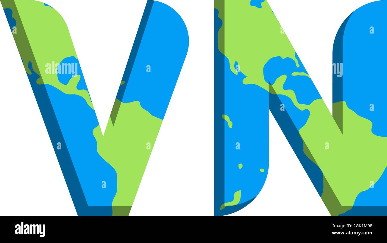 Conception initiale du logo VN avec style World Map, marque de l'entreprise logo. Illustration de Vecteur