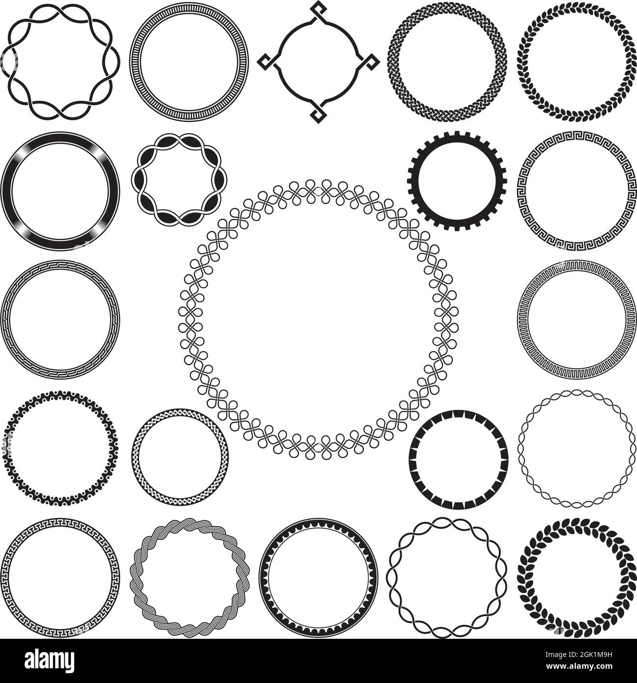 Collection De Cadres De Bordure Ornementales Ronds Décoratifs. Idéal pour les étiquettes anciennes. Illustration de Vecteur