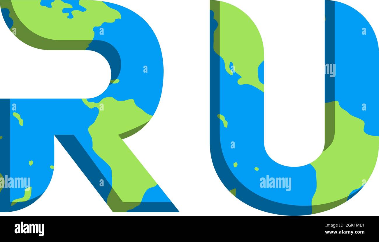 Conception initiale du logo RU avec style World Map, marque de l'entreprise logo. Illustration de Vecteur