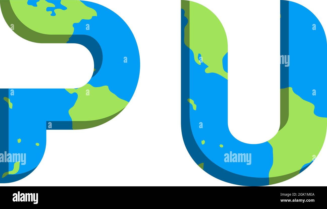 Conception initiale du logo pu avec style World Map, marque de l'entreprise logo. Illustration de Vecteur