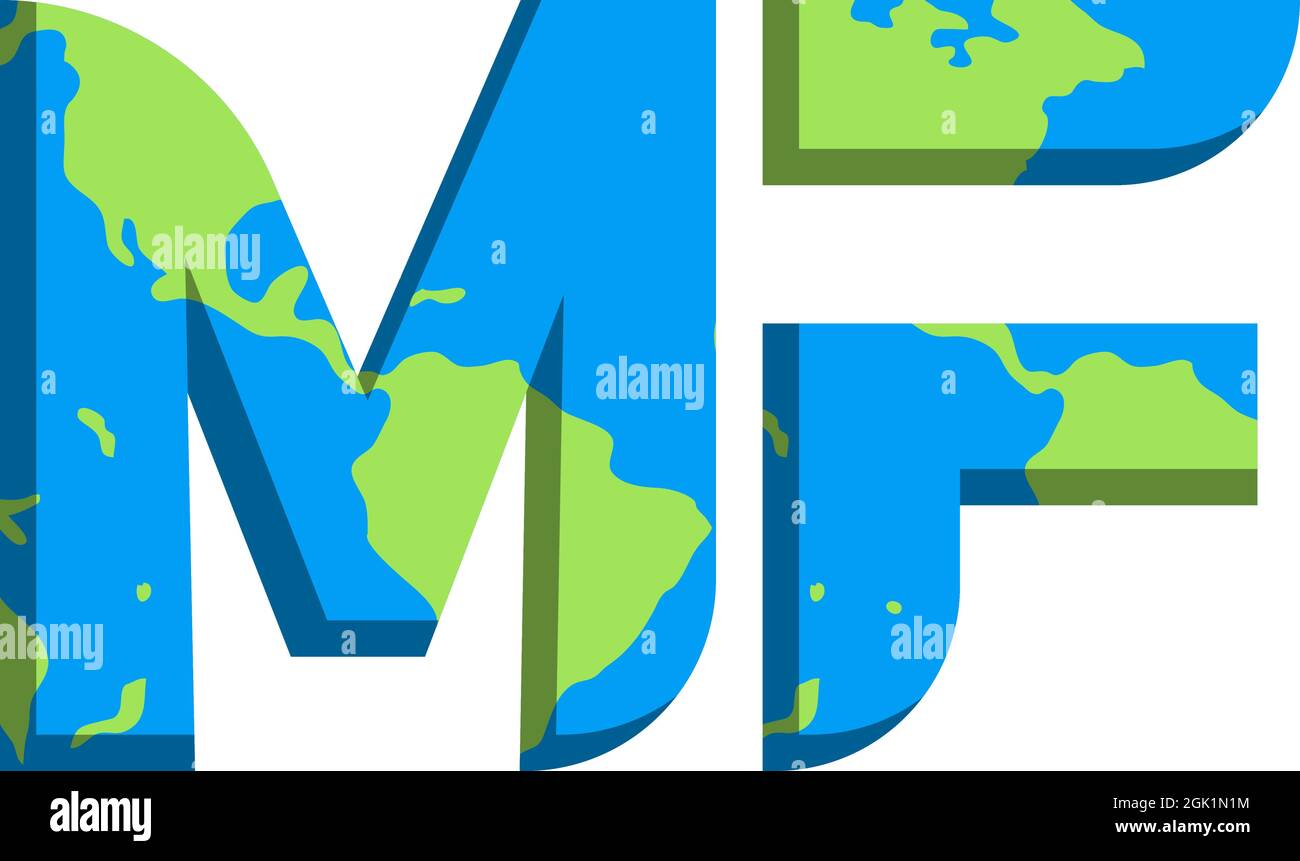 Conception initiale du logo MF avec style World Map, marque de l'entreprise logo. Illustration de Vecteur