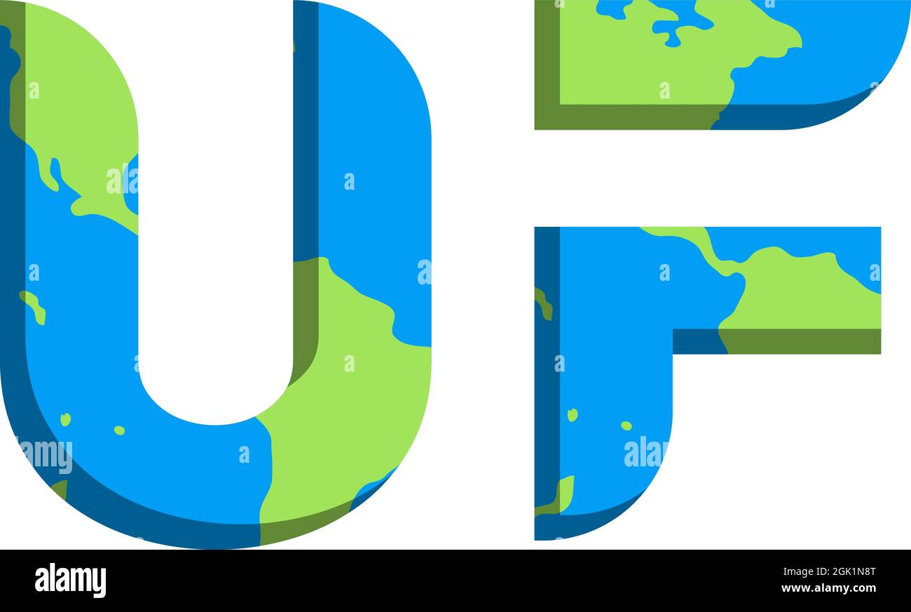 Conception initiale du logo UF avec style World Map, marque de l'entreprise logo. Illustration de Vecteur