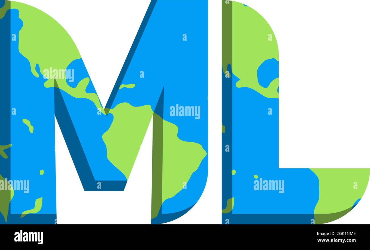 Conception initiale DU logo ML avec style World Map, marque de l'entreprise logo. Illustration de Vecteur