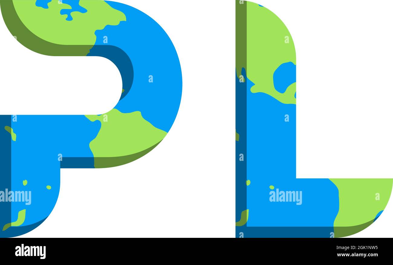 Conception initiale du logo PL avec style World Map, marque de l'entreprise logo. Illustration de Vecteur