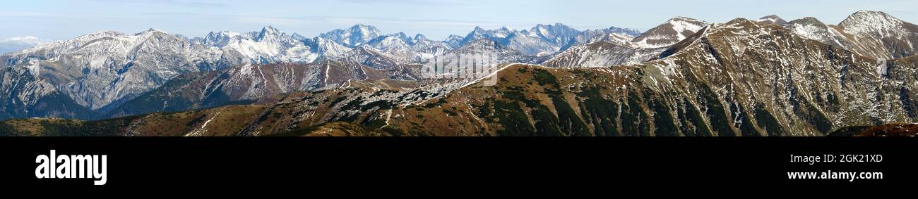 Vue panoramique sur Rohace, montagnes West Tatra, Slovaquie, Pologne Banque D'Images