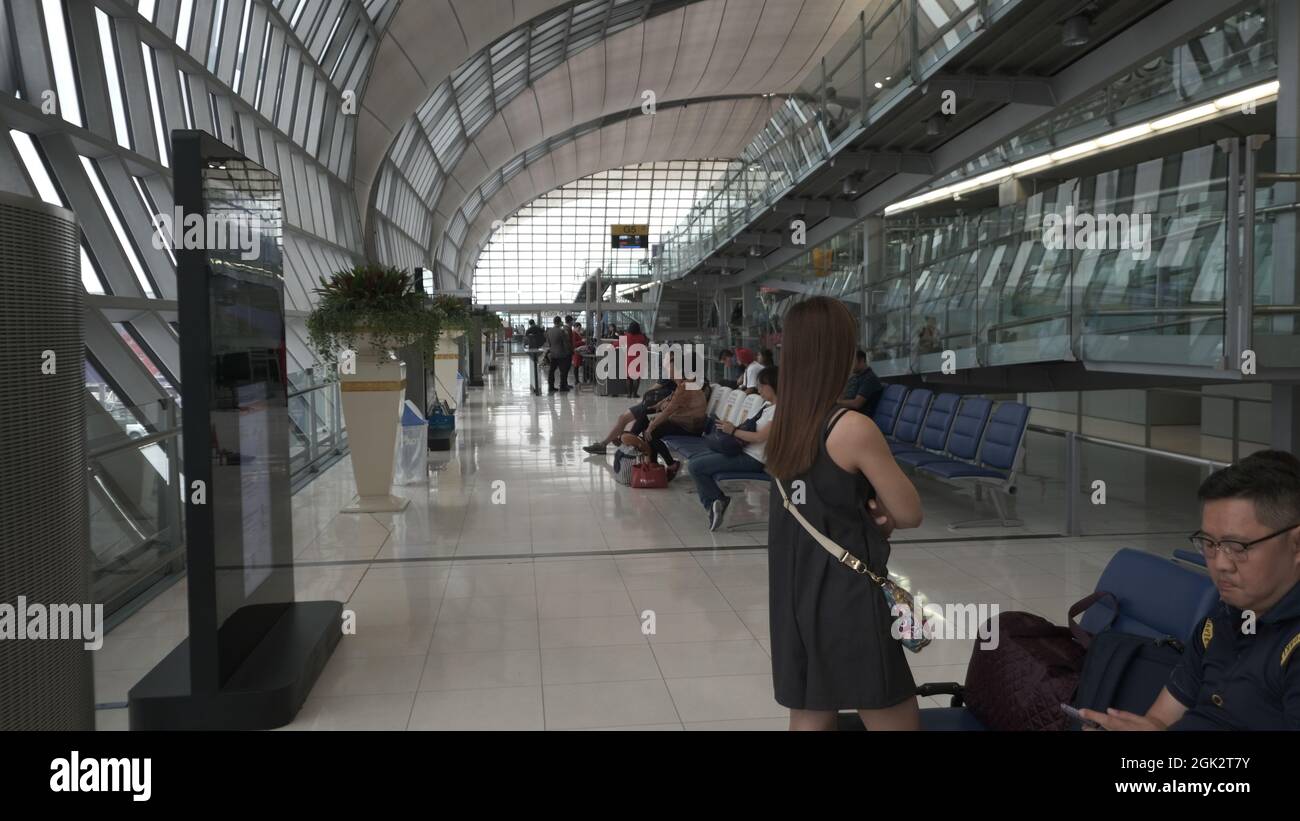 Salon Cathay Pacific Air terminal Departure Lounge à l'aéroport Suvarnabhumi de Bangkok Thaïlande Banque D'Images