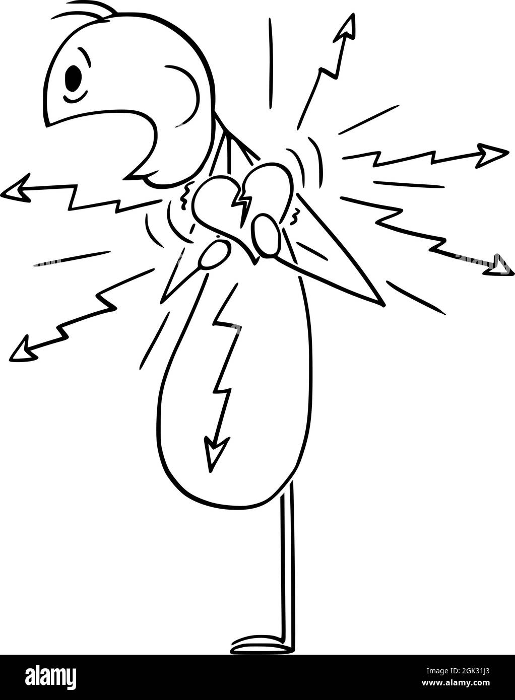 Personne en surpoids souffrant de douleur thoracique, ayant une crise cardiaque, Vector Cartoon Stick Figure Illustration Illustration de Vecteur