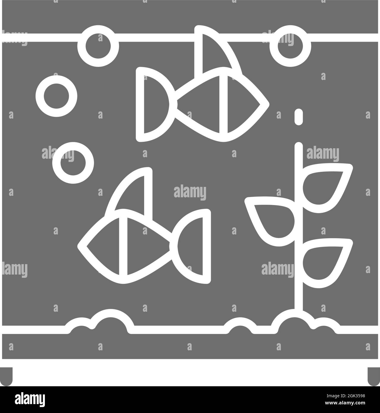 Aquarium carré vectoriel avec icône gris poisson. Illustration de Vecteur