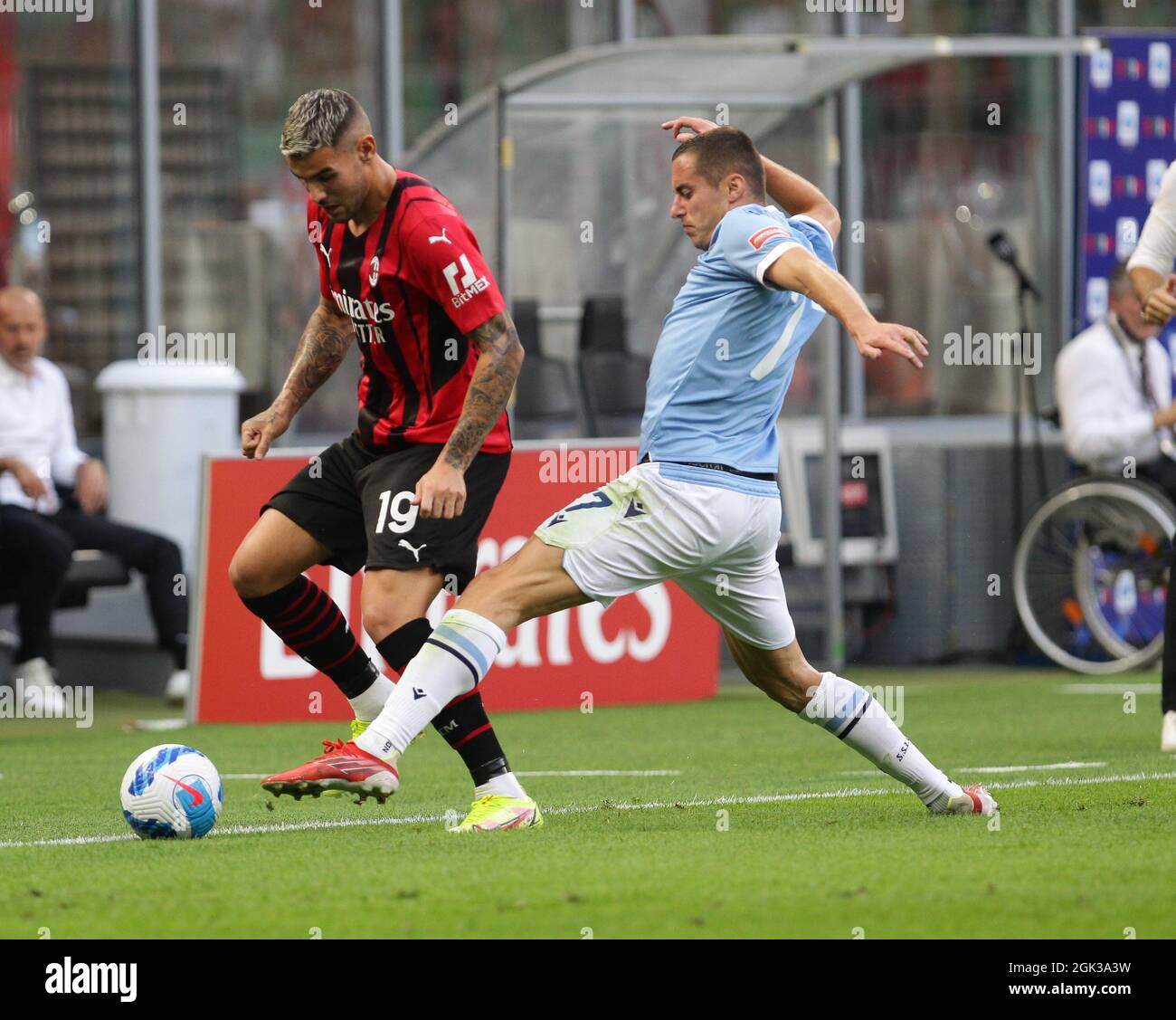 Milan, Italie. 12 septembre 2021. Milano 12-09-2021 Stadio Giuseppe Meazza Campionato série A Tim 2021/22 Milan - Lazio nella foto: Theo Hernandez Marusic foto Antonio Saia -Kines Milano crédit: Christian Santi/Alay Live News Banque D'Images