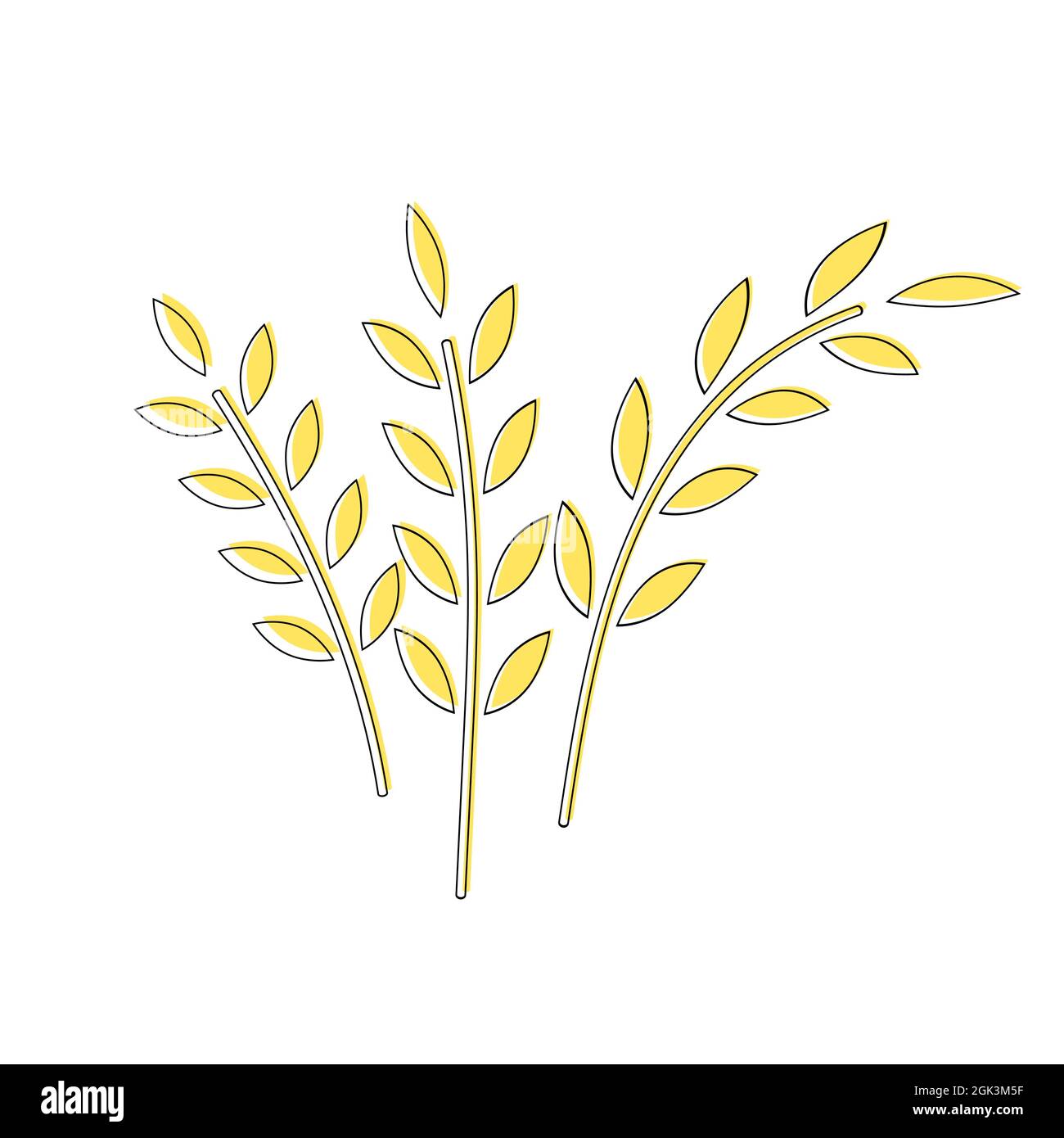 Icônes vectorielles Spikeulettes bouquet de blé, flocons.Oreille de flocons d'avoine.Ruta Ears, style de dessin animé Illustration de Vecteur