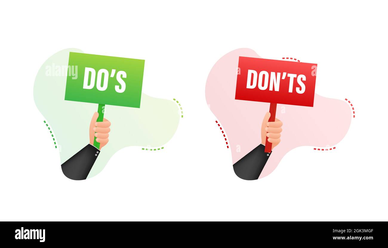 Porte-affiche à la main à faire et à ne pas faire. Illustration du stock vectoriel. Illustration de Vecteur