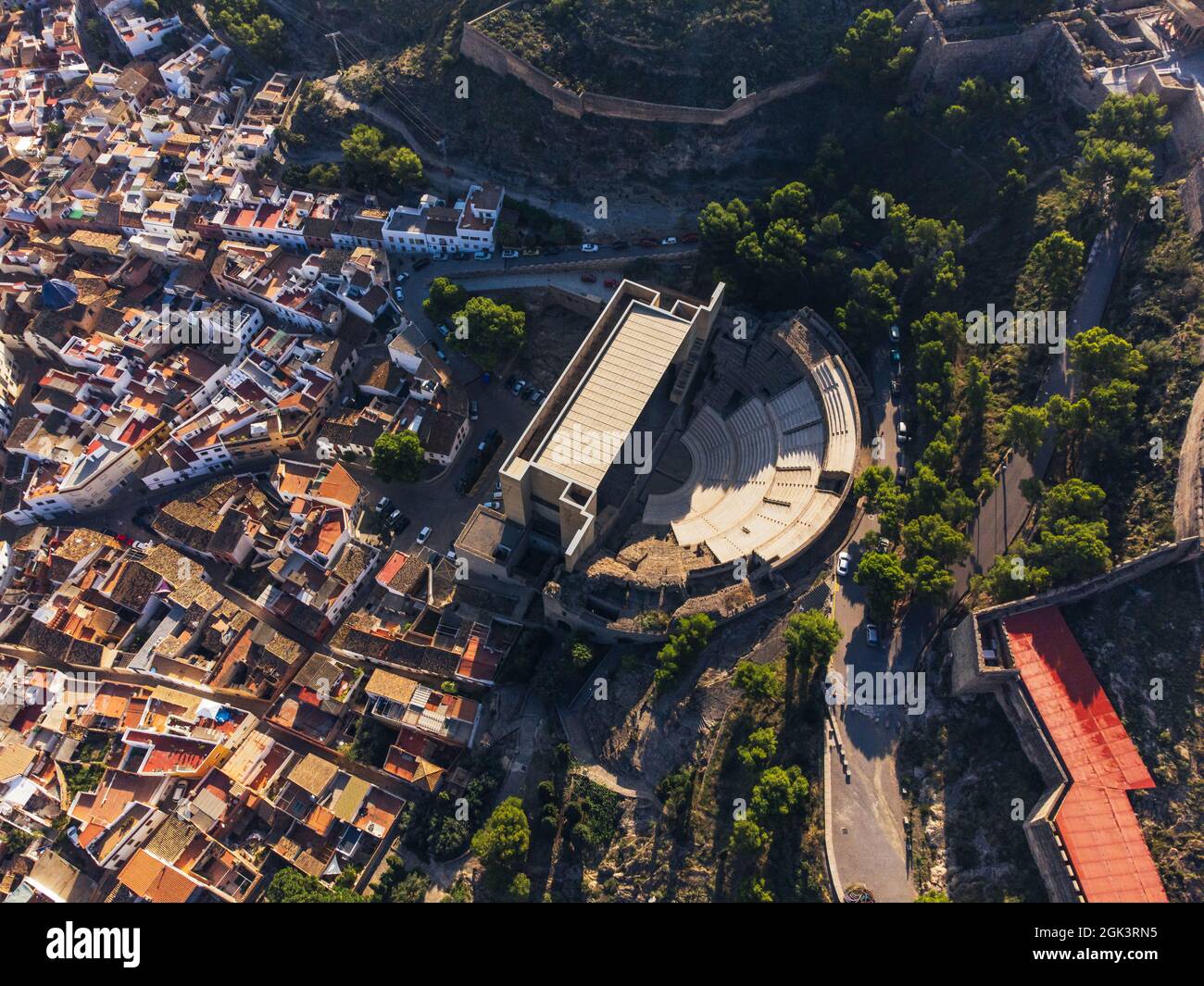 Vue aérienne du théâtre romain de sagunto Banque D'Images