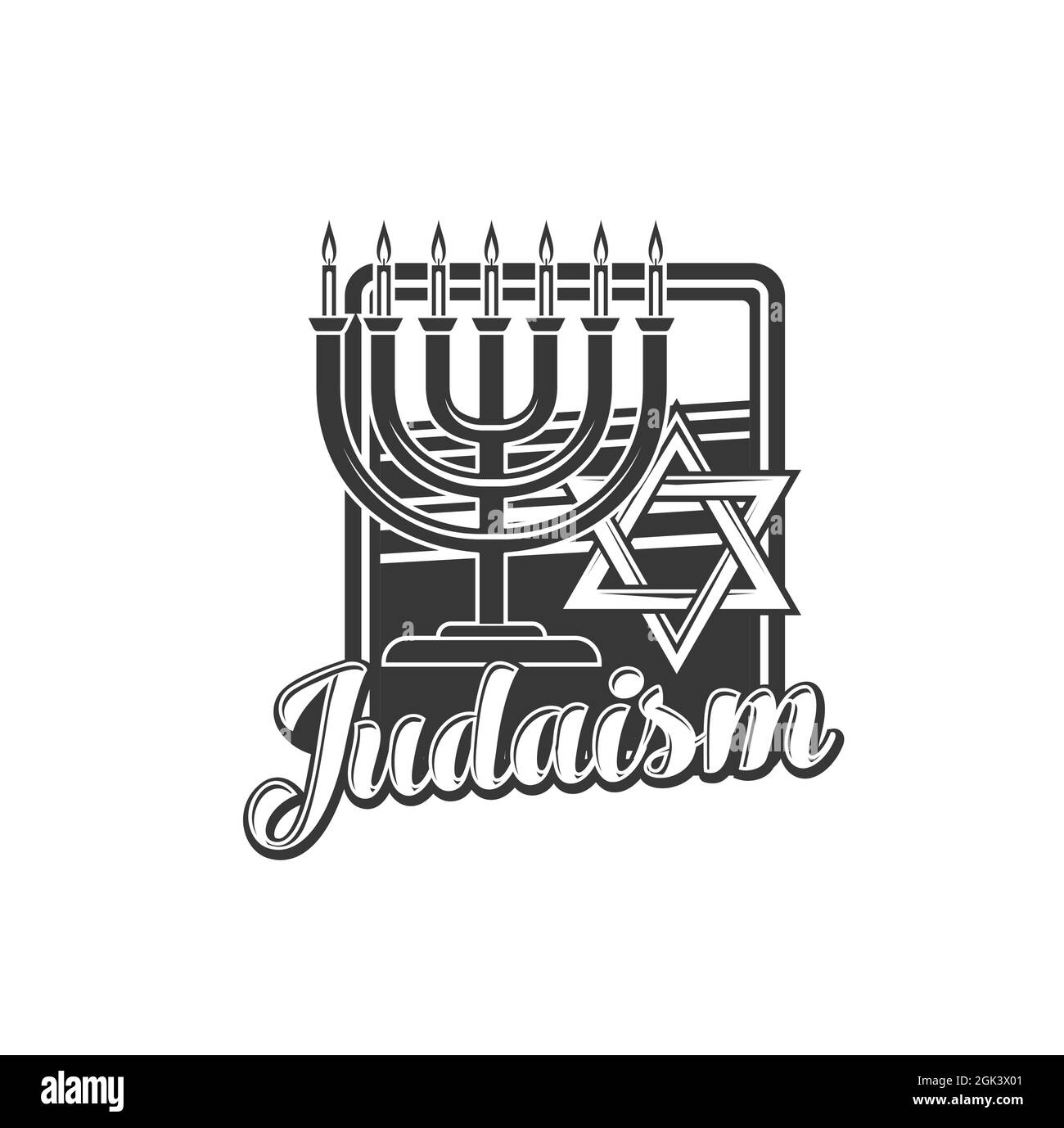 Symbole du vecteur de religion judaïsme avec la menorah juive et l