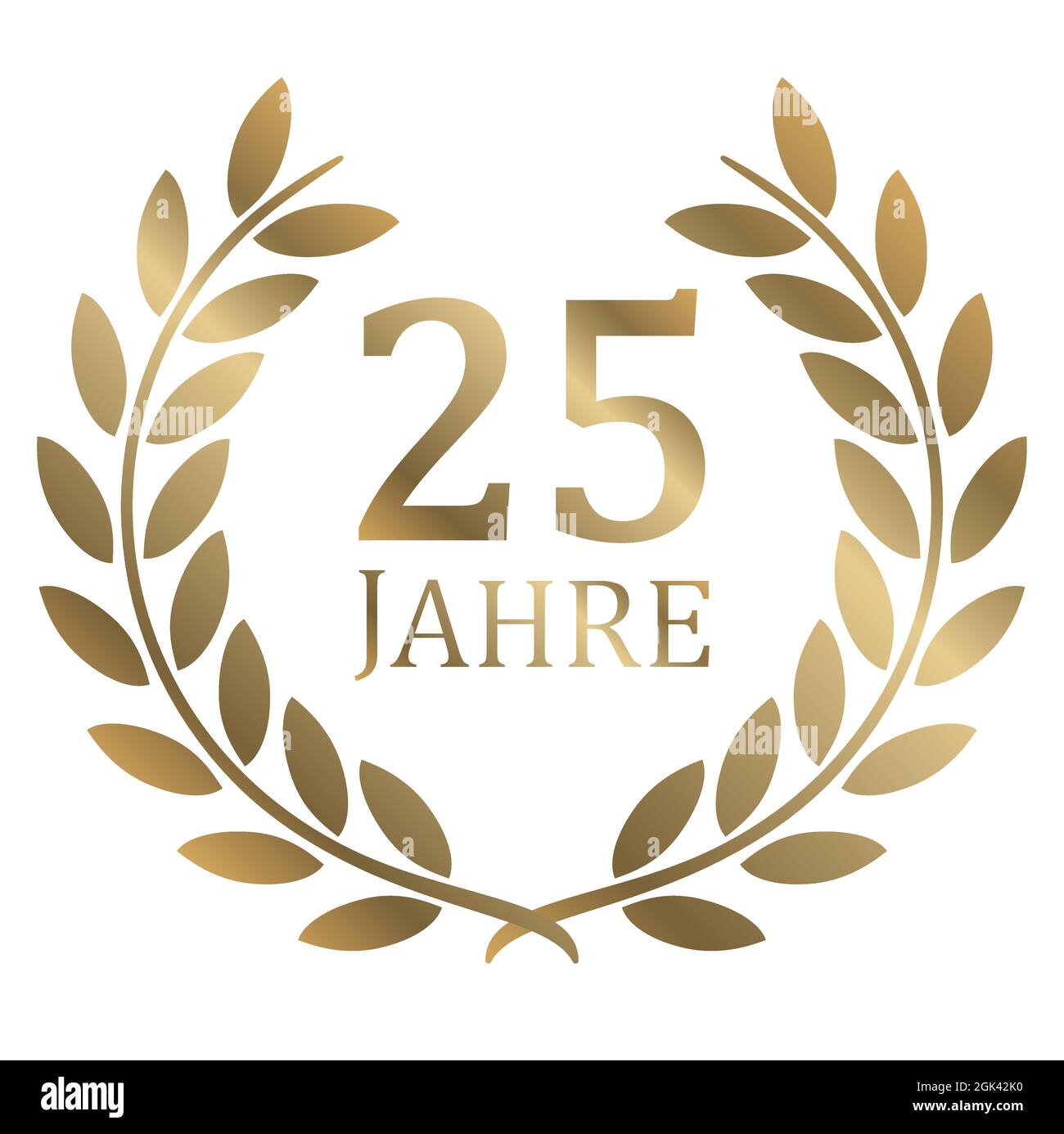 fichier vectoriel eps avec couronne dorée sur fond blanc pour le succès ou le jubilé ferme avec texte 25 ans (texte allemand) Illustration de Vecteur