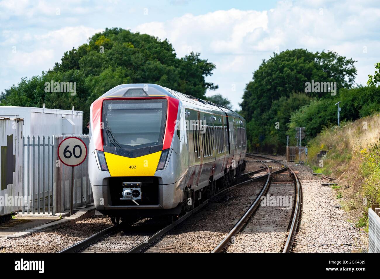 Train de voyageurs GreaterAnglia fonctionnant sur la ligne de l'embranchement East Suffolk, Westerfield, Suffolk. Banque D'Images