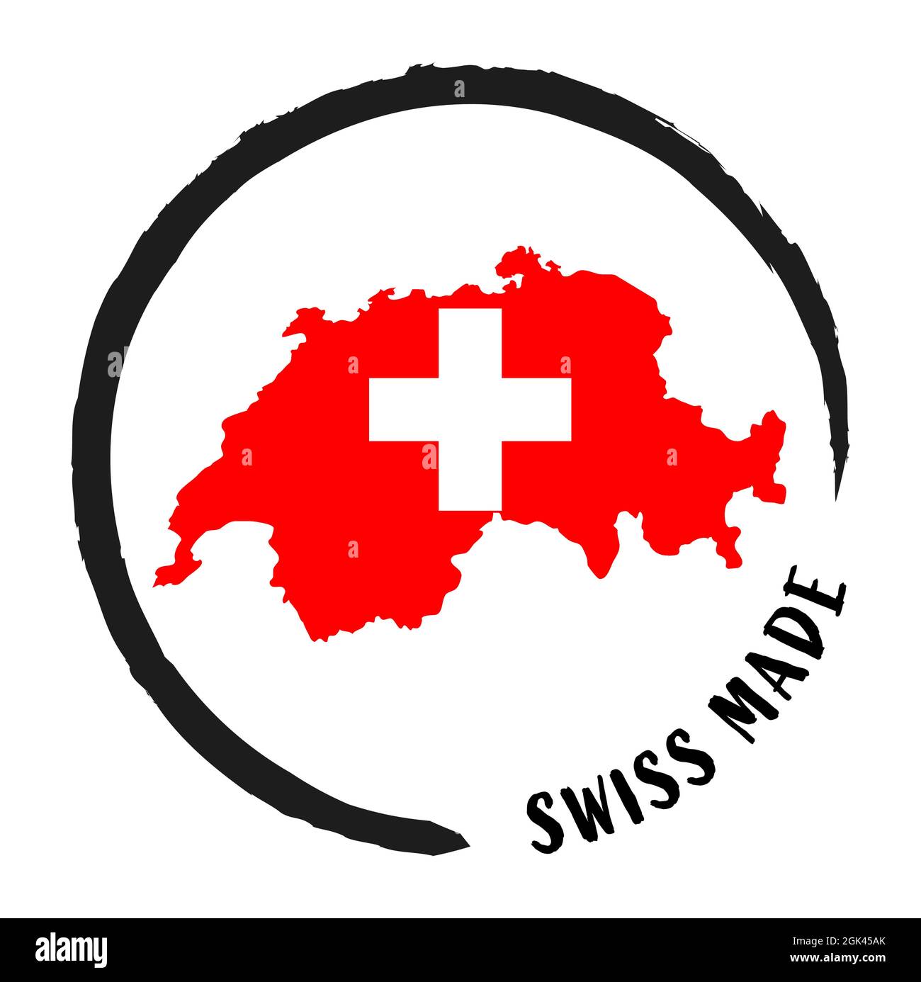 fichier vectoriel eps avec tampon d'affaires, patch rond « Swiss made » avec silhouette de couleurs suisses et nationales Illustration de Vecteur