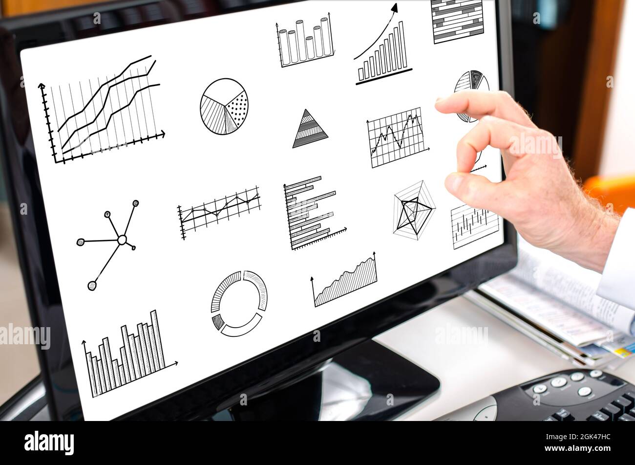 Concept d'analyse graphique affiché sur un écran d'ordinateur Banque D'Images