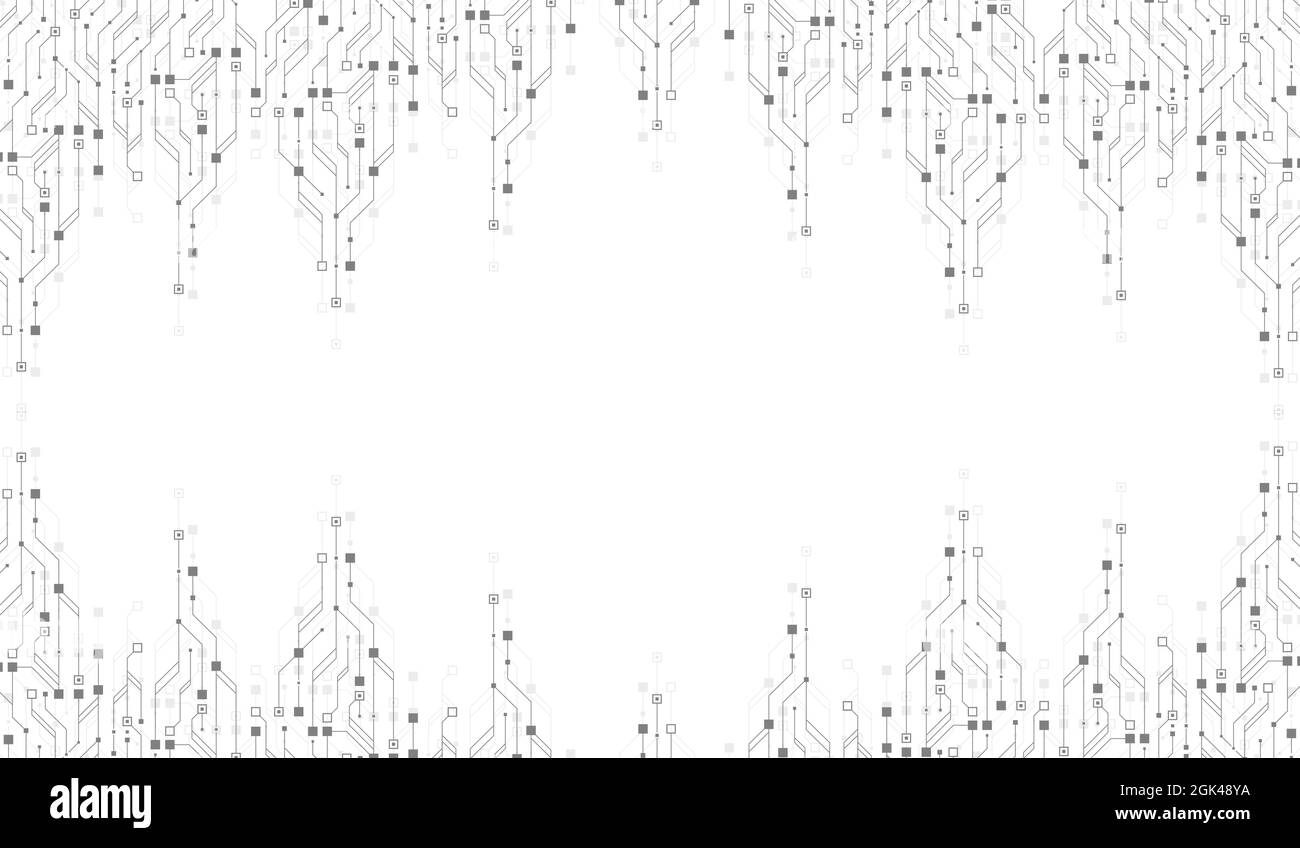 Conception d'arrière-plan de texture de carte de circuit imprimé de technologie moderne. Flux de courbes. Technologie d'explosion quantique. Concept des technologies informatiques quantiques. Futuriste Illustration de Vecteur