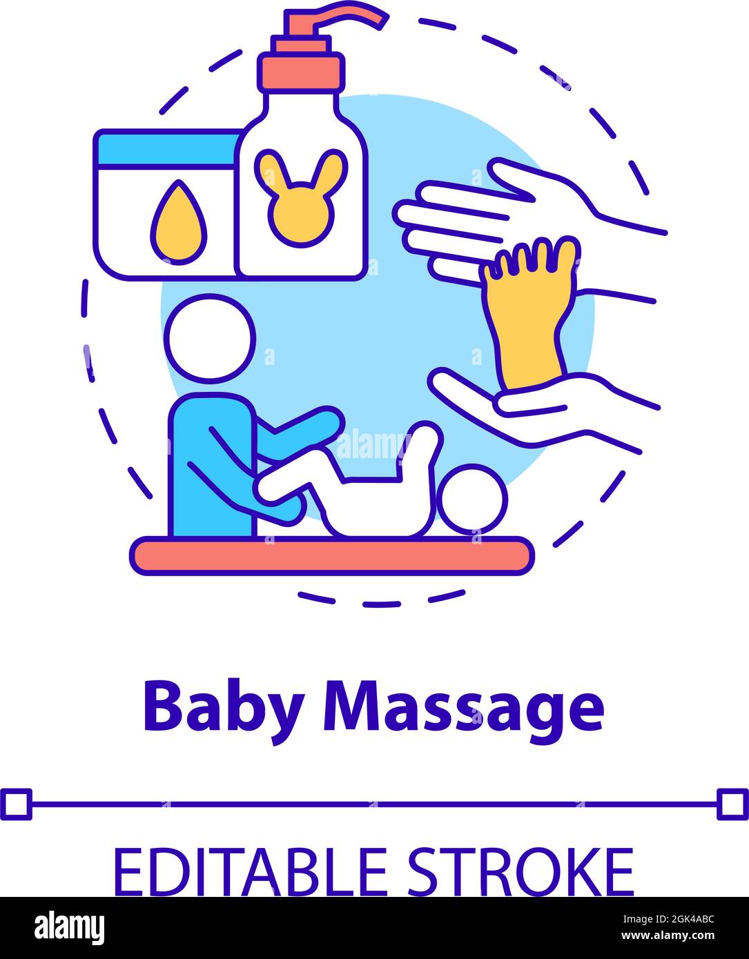 Icône de concept de massage de bébé Illustration de Vecteur