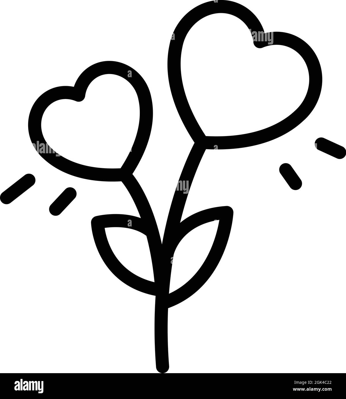 Vecteur de contour d'icône de plante d'amour. Pousser la main. Graine de coeur Illustration de Vecteur