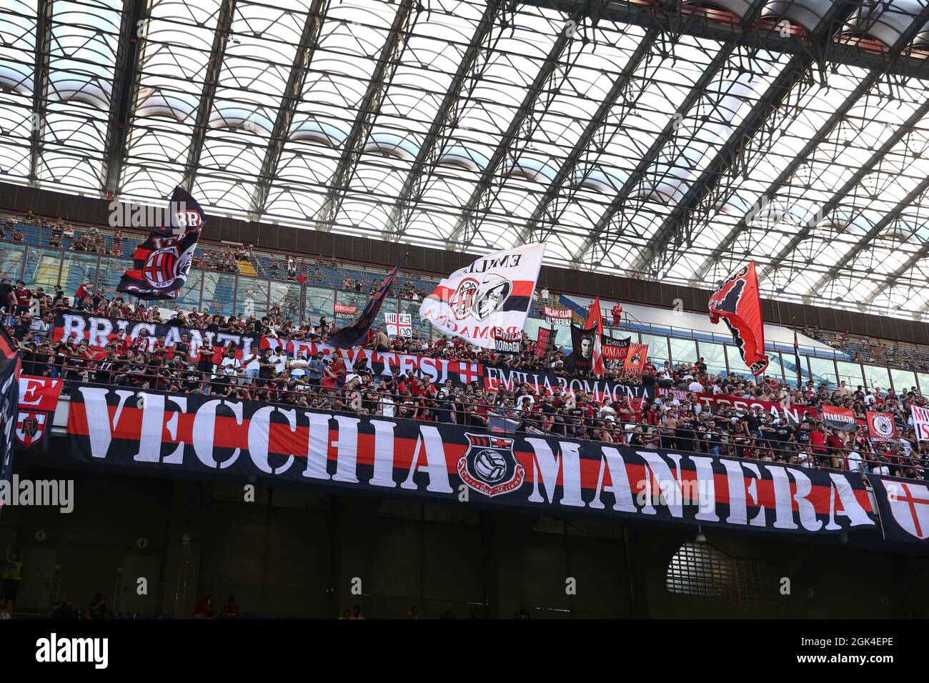 Milan, Italie. 12 septembre 2021. AC Milan Supporters pendant AC Milan vs SS Lazio, football italien série A match à Milan, Italie, septembre 12 2021 crédit: Independent photo Agency/Alay Live News Banque D'Images