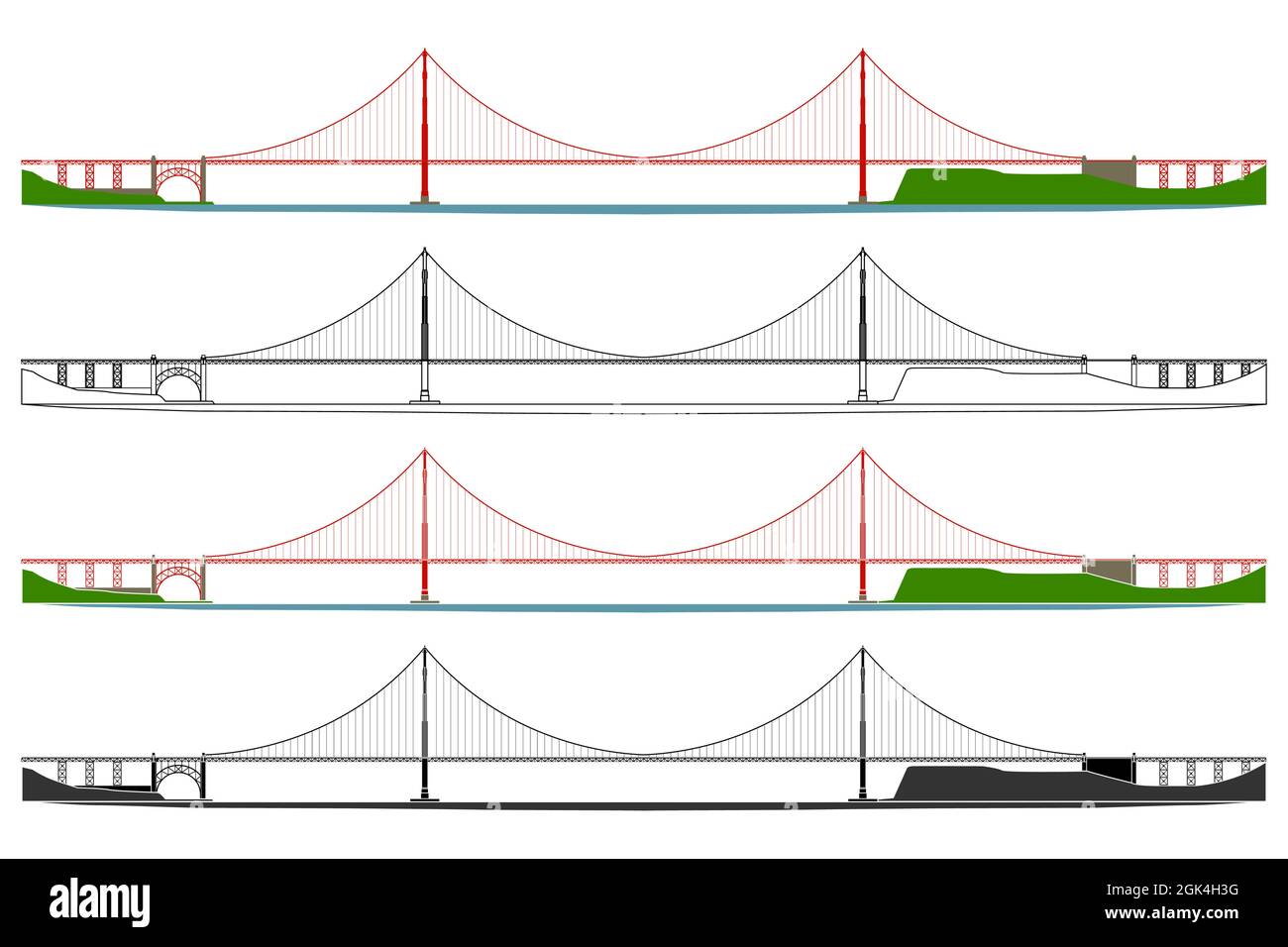 Golden Gate Bridge à San Francisco, USA Illustration de Vecteur