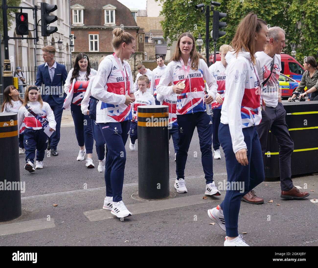 Équipe GB paralympiques arrivant au Parlement de Londres. Date de la photo: Lundi 13 septembre 2021. Banque D'Images