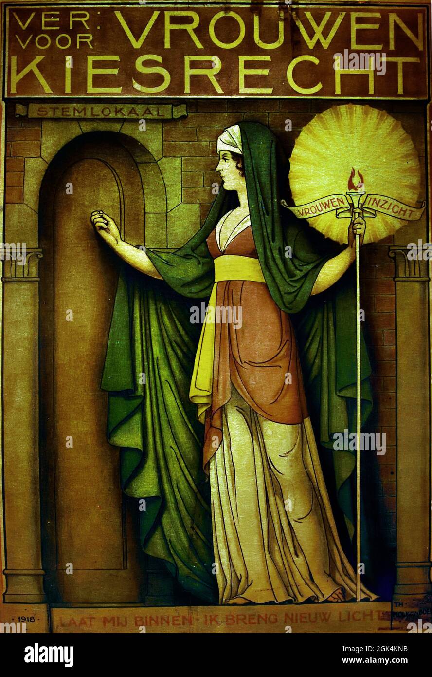 Poster, Société pour le suffrage des femmes 1918 - Union - Vereniging voor Vrouwenkiesrecht 1918 , par Theo Molkenboer, , pays-Bas, Néerlandais, Banque D'Images