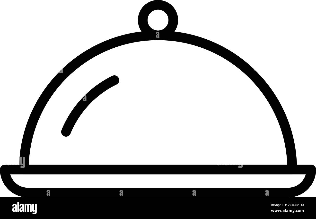 Vecteur de contour d'icône de service de repas. Plateau de service repas Illustration de Vecteur