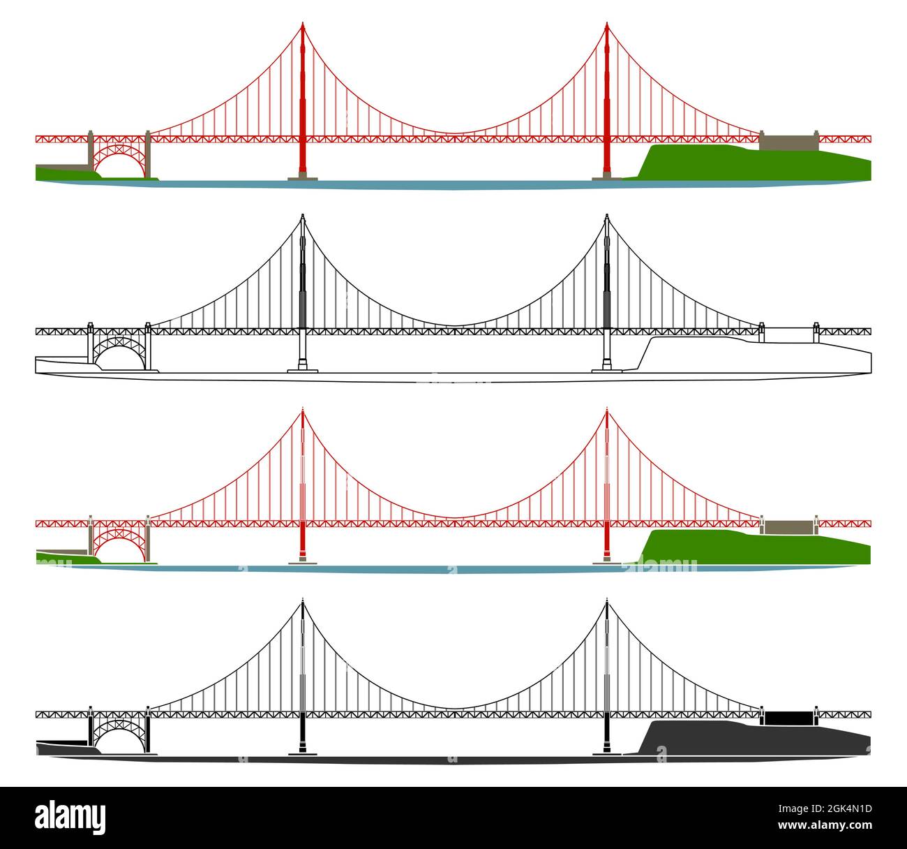 Court Golden Gate Bridge à San Francisco, États-Unis Illustration de Vecteur