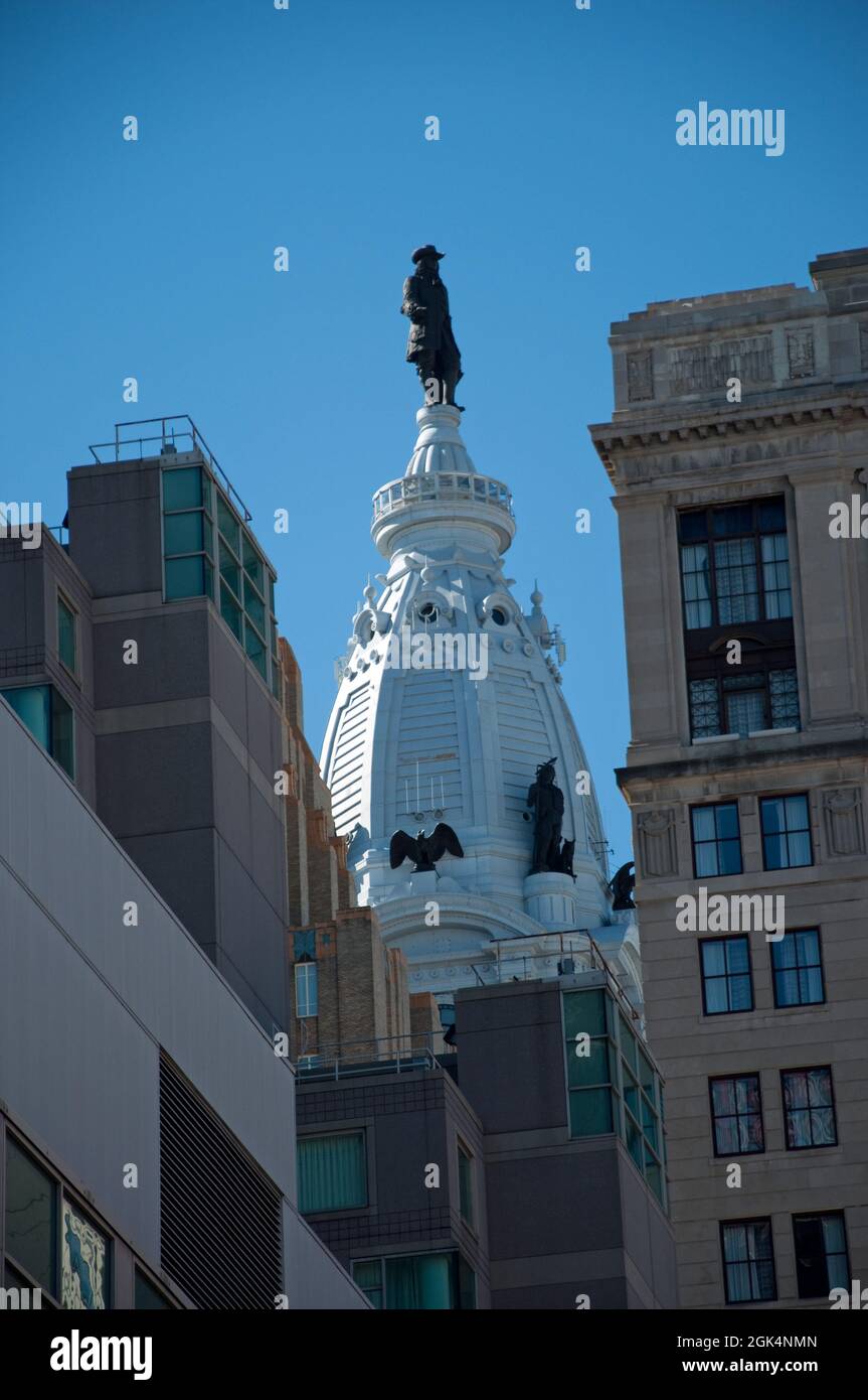 Statue de William Penn au-dessus de l'hôtel de ville, Philadelphie, Pennsylvanie, États-Unis Banque D'Images