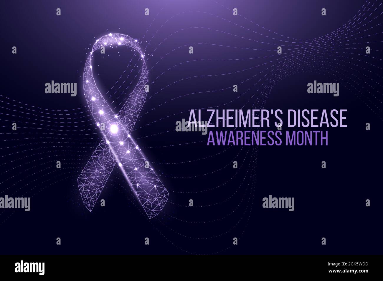 Concept du mois de sensibilisation à la maladie d'Alzheimer. Modèle de bannière avec ruban violet et texte. Illustration vectorielle. Illustration de Vecteur