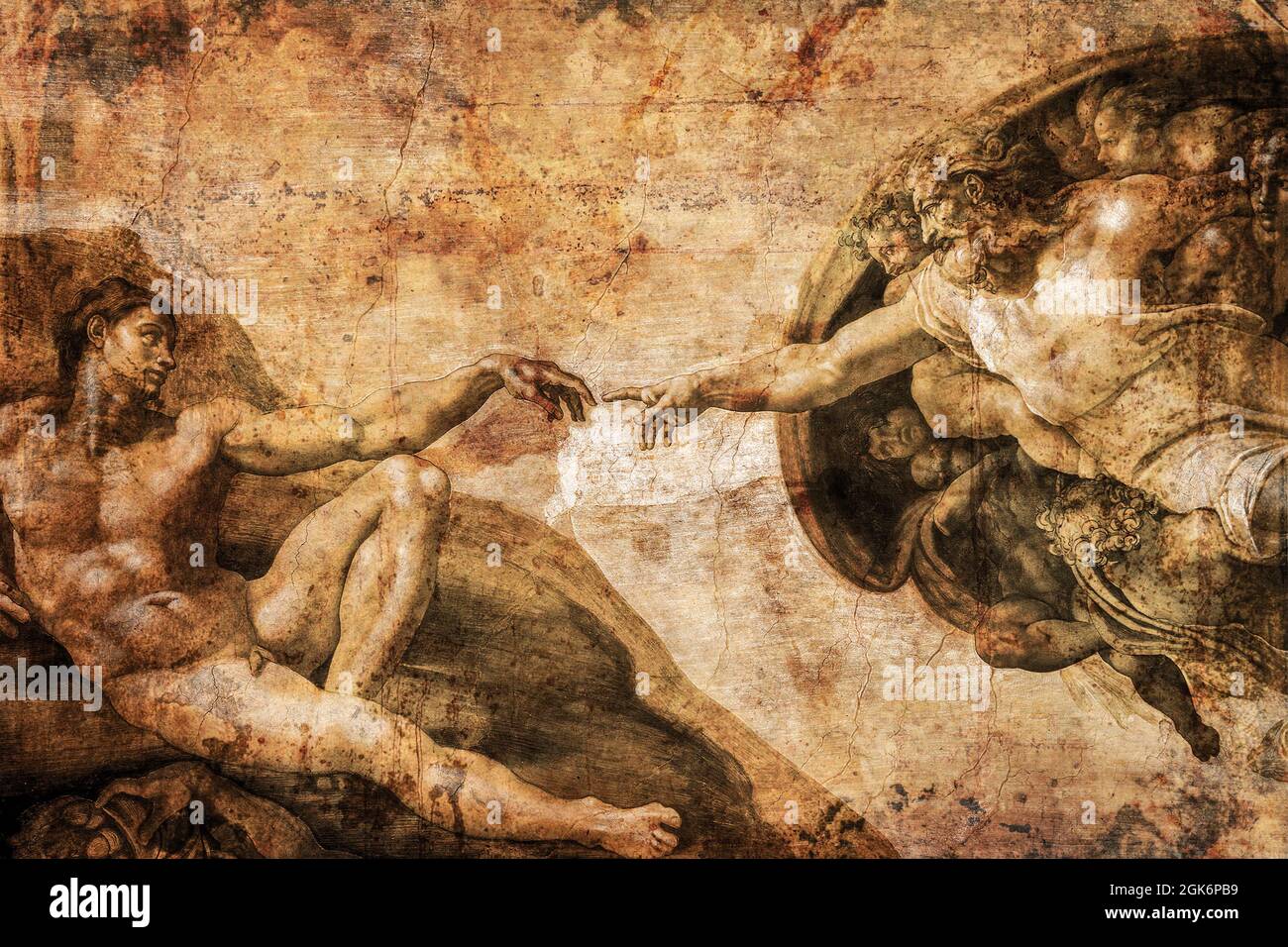Rome Italie Mars 8 création d'Adam par Michel-Ange Banque D'Images