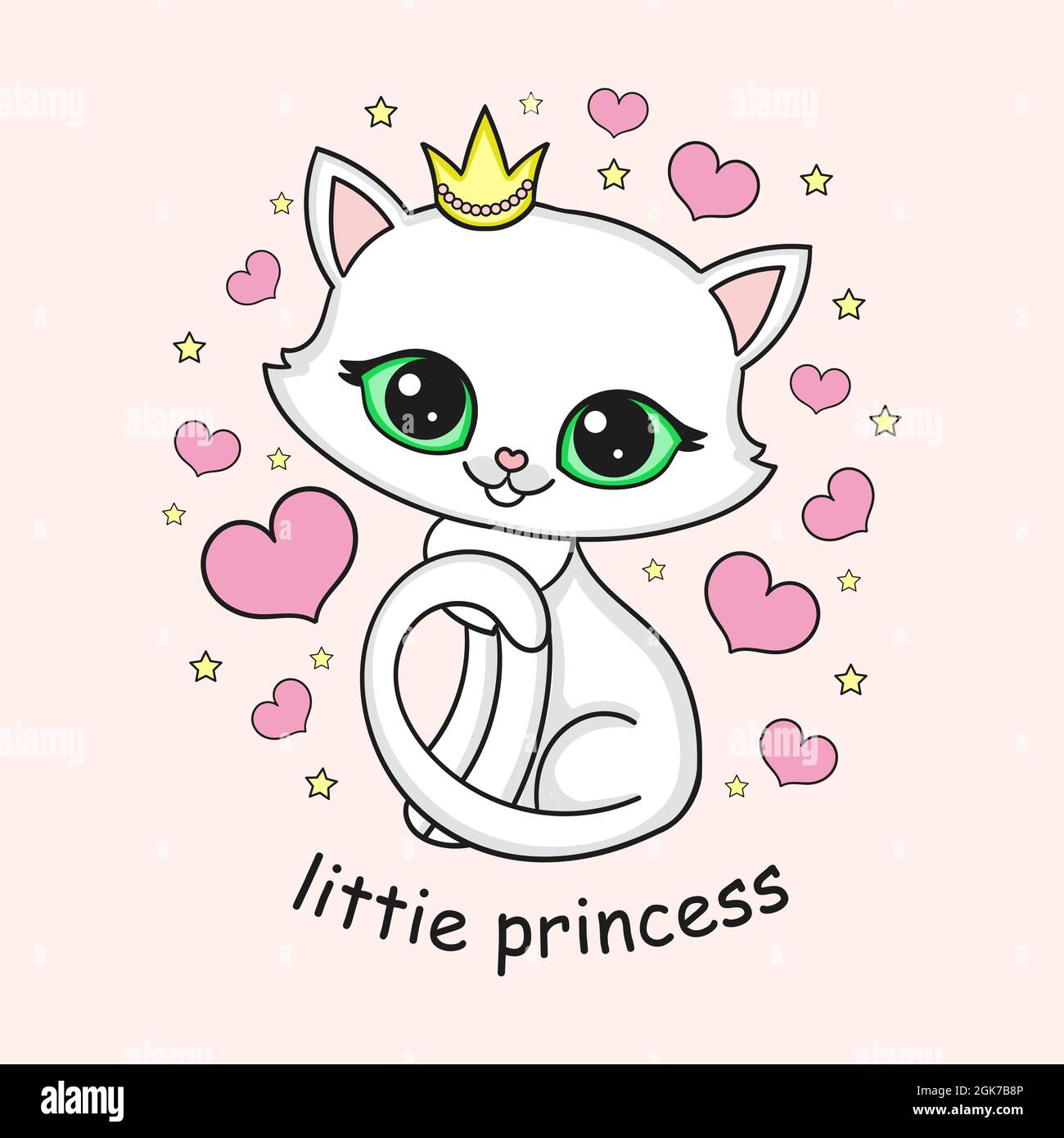 Jolie princesse chaton.Dessin pour filles.Vecteur Illustration de Vecteur