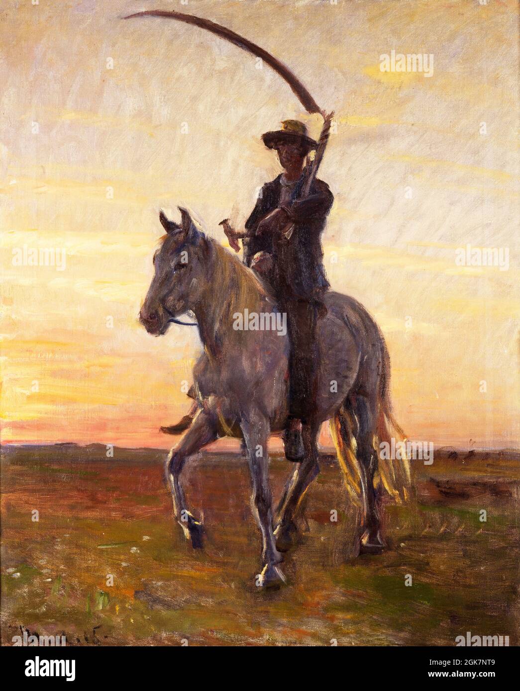 Young Harvester Riding Home par Michael Ancher (1849 -1927), huile sur toile, 1915 Banque D'Images