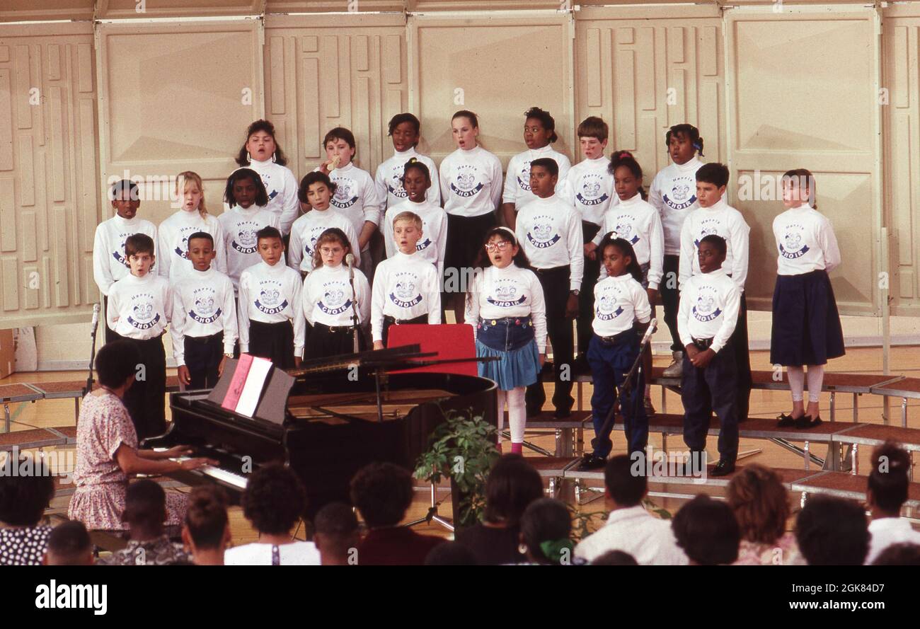 ©1992 chœur d'enfants célébrant le mois de l'histoire des Noirs à Austin, Texas Banque D'Images