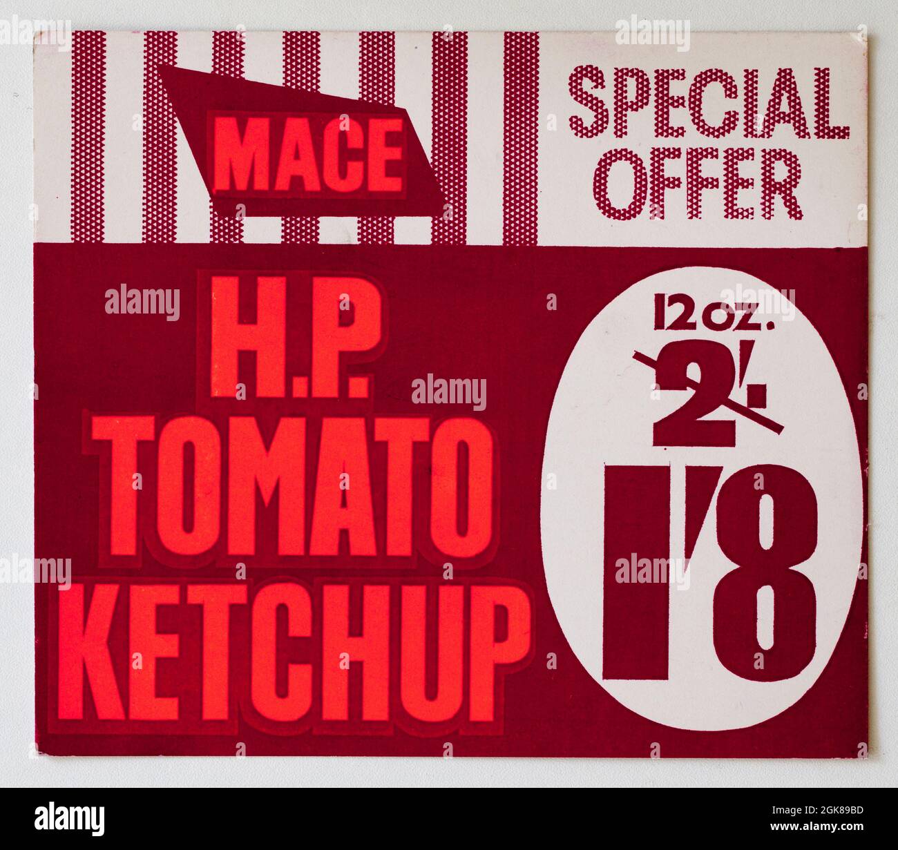 Vintage années 1960 Shop Prix carte d'affichage - ketchup de tomates HP Banque D'Images