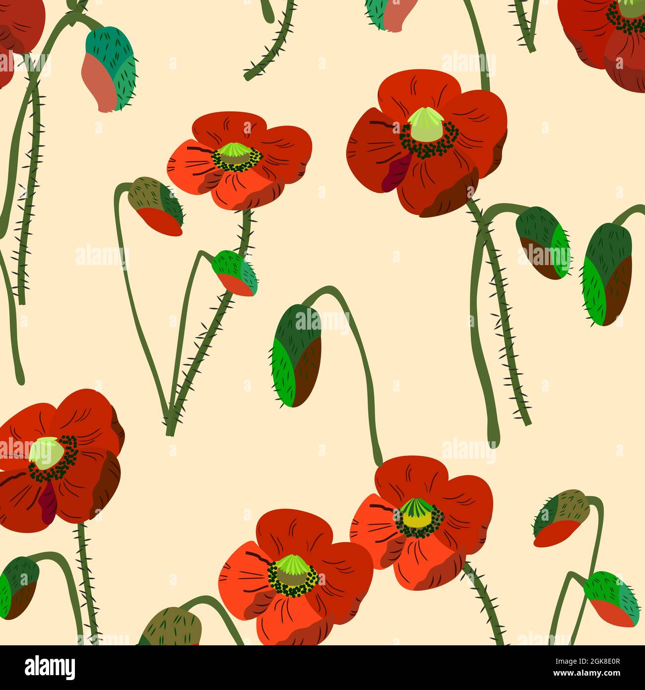 motif de fleurs de pavot rouge Illustration de Vecteur