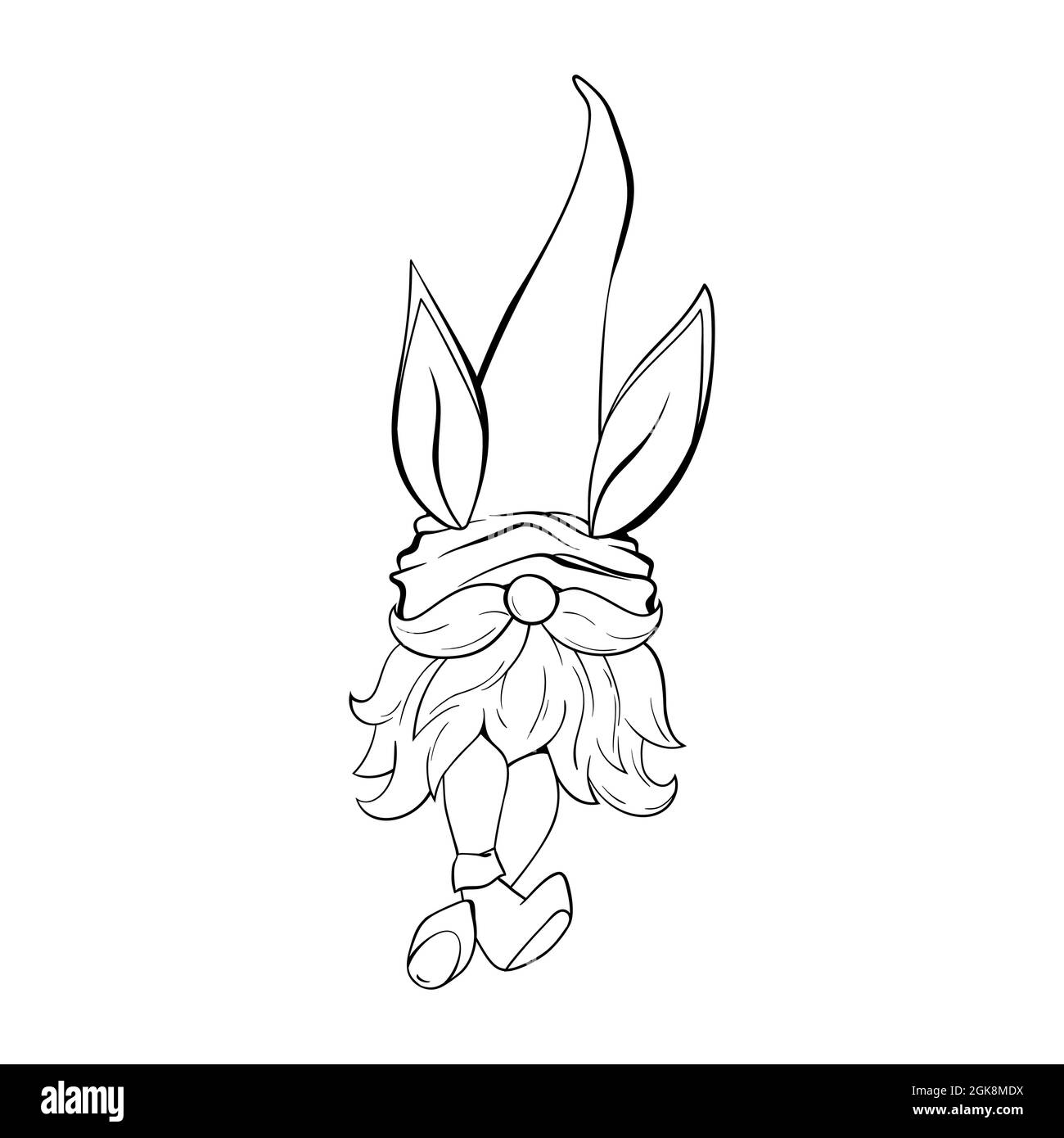 Illustration du dessin de contour de Gnome de Pâques Illustration de Vecteur