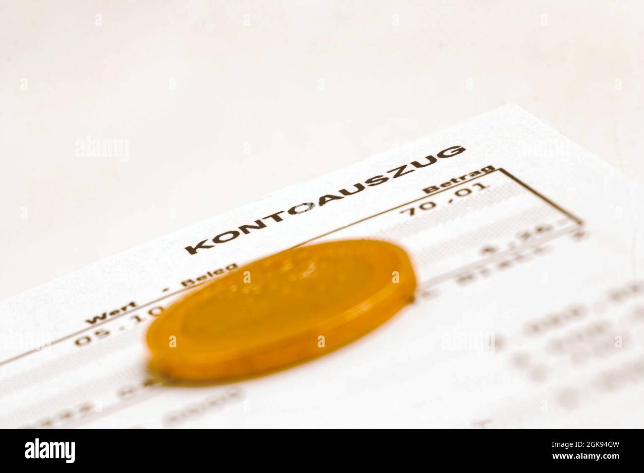 Relevé de compte avec Euro coin, Autriche Banque D'Images